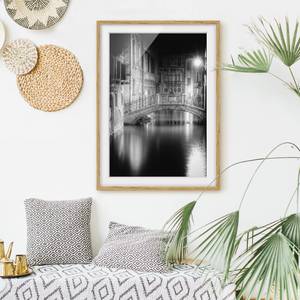 Impression art pont à Venise IV Partiellement en chêne massif - Chêne - 30 x 40 cm