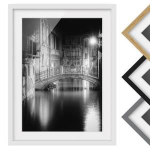 Impression art pont à Venise II Partiellement en pin massif - Blanc - 30 x 40 cm