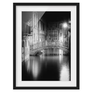 Impression art pont à Venise I Pin massif - Noir - 70 x 100 cm