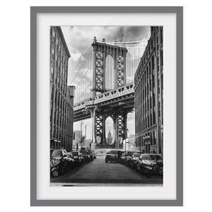Tableau déco pont de Manhattan III Partiellement en pin massif - Gris - 30 x 40 cm