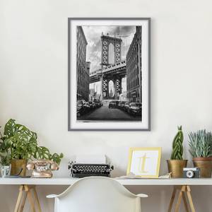 Afbeelding Bridge in Manhattan III deels massief grenenhout - grijs - 30 x 40 cm