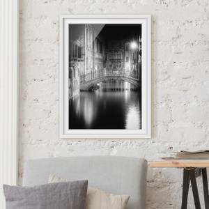 Impression art pont à Venise II Partiellement en pin massif - Blanc - 70 x 100 cm