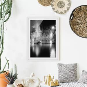 Impression art pont à Venise II Partiellement en pin massif - Blanc - 70 x 100 cm