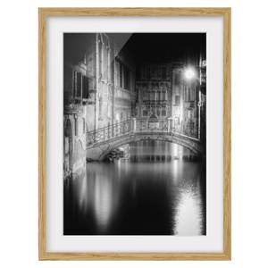 Impression art pont à Venise IV Partiellement en chêne massif - Chêne - 50 x 70 cm