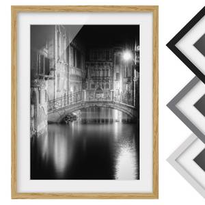 Impression art pont à Venise IV Partiellement en chêne massif - Chêne - 50 x 70 cm