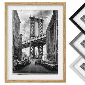 Tableau déco pont de Manhattan IV Partiellement en chêne massif - Chêne - 30 x 40 cm