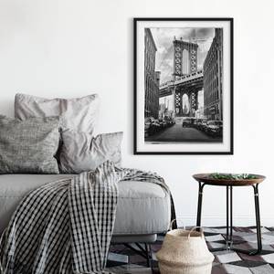 Afbeelding Bridge in Manhattan I deels massief grenenhout - zwart - 50 x 70 cm