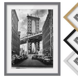 Afbeelding Bridge in Manhattan III deels massief grenenhout - grijs - 50 x 70 cm