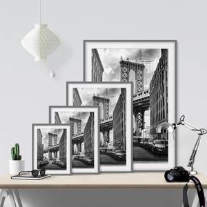 Afbeelding Bridge in Manhattan III deels massief grenenhout - grijs - 50 x 70 cm