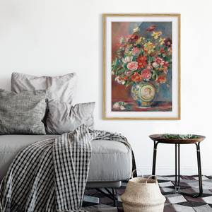 Impression art bouquet de fleurs IV Partiellement en chêne massif - Chêne - 70 x 100 cm