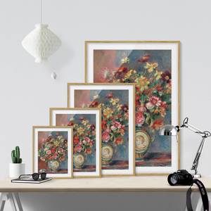 Impression art bouquet de fleurs IV Partiellement en chêne massif - Chêne - 70 x 100 cm