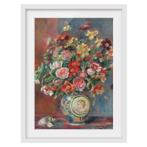 Impression art bouquet de fleurs II Partiellement en pin massif - Blanc - 50 x 70 cm