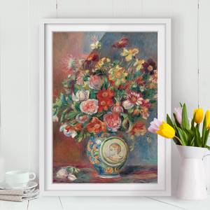 Impression art bouquet de fleurs II Partiellement en pin massif - Blanc - 50 x 70 cm
