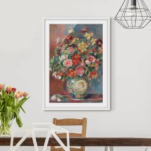 Impression art bouquet de fleurs II Partiellement en pin massif - Blanc - 50 x 70 cm