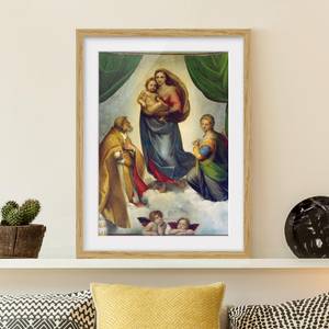 Afbeelding Sixtijnse Madonna IV deels massief eikenhout- eikenhout - 30 x 40 cm