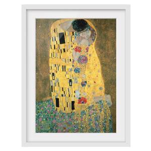 Impression d’art le baiser II Partiellement en pin massif - Blanc - 30 x 40 cm