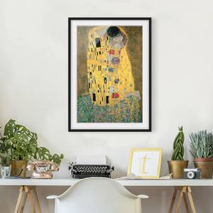 Impression d’art le baiser I Pin massif - Noir - 50 x 70 cm