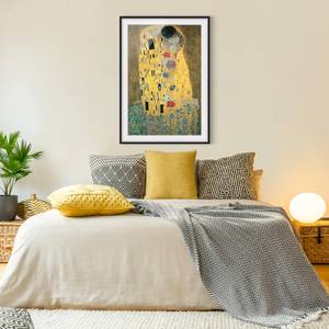 Impression d’art le baiser I Pin massif - Noir - 50 x 70 cm