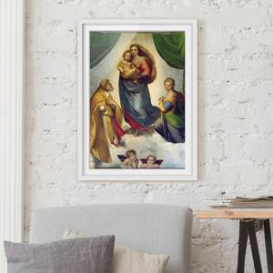 Afbeelding Sixtijnse Madonna II deels massief grenenhout - wit - 30 x 40 cm