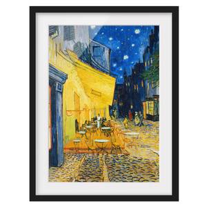 Afbeelding Caféterras bij nacht I deels massief grenenhout - zwart - 40 x 55 cm