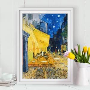 Impression art terrasse café d’Arles II Partiellement en pin massif - Blanc - 40 x 55 cm