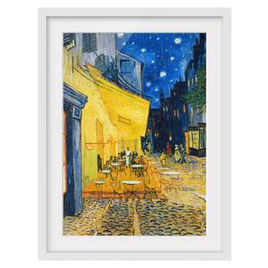 Impression art terrasse café d’Arles II Partiellement en pin massif - Blanc - 70 x 100 cm