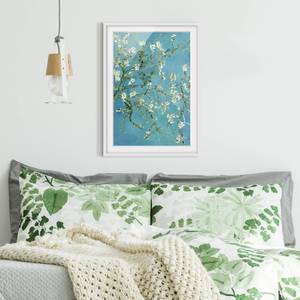 Impression d’art fleurs d’amandier II Partiellement en pin massif - Blanc - 40 x 55 cm