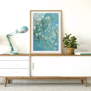 Impression d’art fleurs d’amandier IV Partiellement en chêne massif - Chêne - 50 x 70 cm