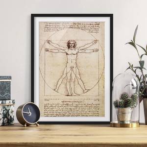 Impression d’art Léonard de Vinci I Pin massif - Noir - 30 x 40 cm
