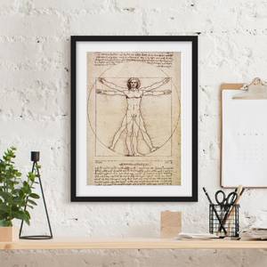 Impression d’art Léonard de Vinci I Pin massif - Noir - 30 x 40 cm
