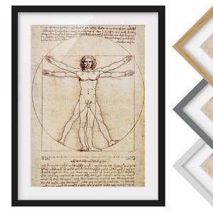 Impression d’art Léonard de Vinci I Pin massif - Noir - 70 x 100 cm