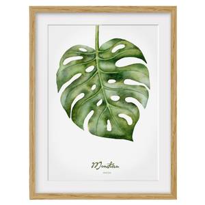 Afbeelding Aquarel Botanica Monstera IV deels massief eikenhout- eikenhout - 70 x 100 cm