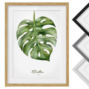 Afbeelding Aquarel Botanica Monstera IV deels massief eikenhout- eikenhout - 70 x 100 cm