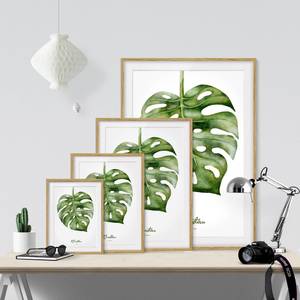 Afbeelding Aquarel Botanica Monstera IV deels massief eikenhout- eikenhout - 70 x 100 cm