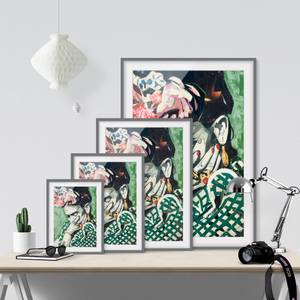 Impression d’art Collage No.3 III Partiellement en pin massif - Gris - 40 x 55 cm