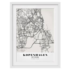 Afbeelding Plattegrond Kopenhagen II deels massief grenenhout - wit - 40 x 55 cm