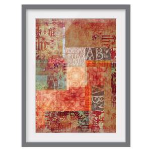 Afbeelding Letters III deels massief grenenhout - grijs - 70 x 100 cm