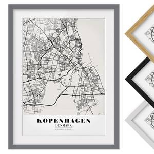 Afbeelding Plattegrond Kopenhagen III deels massief grenenhout - grijs - 30 x 40 cm