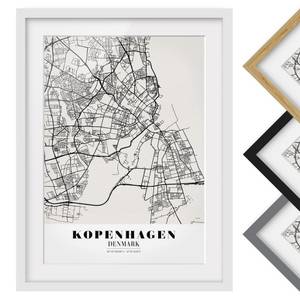 Afbeelding Plattegrond Kopenhagen II deels massief grenenhout - wit - 30 x 40 cm