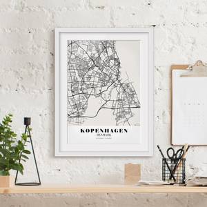 Afbeelding Plattegrond Kopenhagen II deels massief grenenhout - wit - 30 x 40 cm