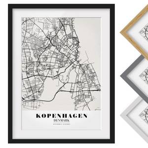 Bild Stadtplan Kopenhagen I Kiefer teilmassiv - Schwarz - 40 x 55 cm