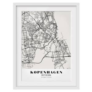 Afbeelding Plattegrond Kopenhagen II deels massief grenenhout - wit - 50 x 70 cm