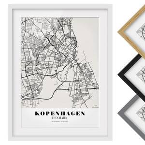 Bild Stadtplan Kopenhagen II Kiefer teilmassiv - Weiß - 50 x 70 cm