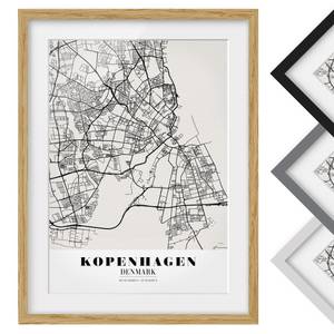 Bild Stadtplan Kopenhagen IV Eiche teilmassiv - Eiche - 50 x 70 cm
