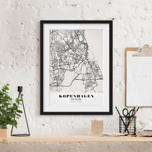 Afbeelding Plattegrond Kopenhagen I deels massief grenenhout - zwart - 30 x 40 cm