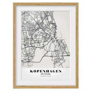 Afbeelding Plattegrond Kopenhagen IV deels massief eikenhout- eikenhout - 30 x 40 cm