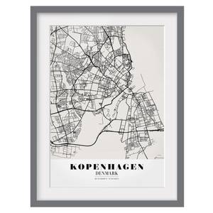 Afbeelding Plattegrond Kopenhagen III deels massief grenenhout - grijs - 70 x 100 cm