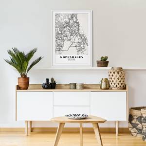 Tableau déco plan de Copenhague II Partiellement en pin massif - Blanc - 70 x 100 cm