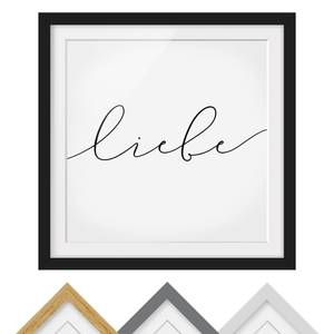Impression d’art calligraphie Liebe I Pin massif - Noir - 30 x 30 cm