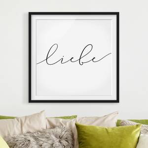 Impression d’art calligraphie Liebe I Pin massif - Noir - 30 x 30 cm